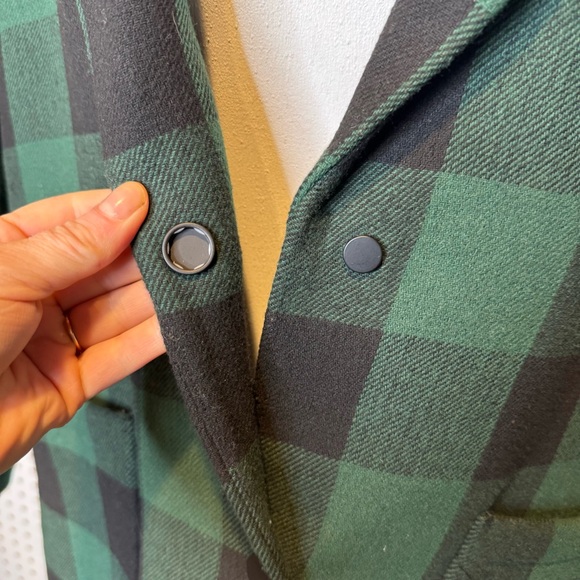 MANGO | Checked Structured Coat, Oversized Fit Long Green and Black Plaid Sz. S - Picture 3 of 9